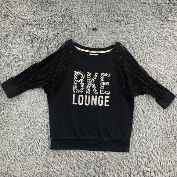 BKE Tops - BKE Buckle Sweatshirt Lounge Womens Large Black Lace Sleeves